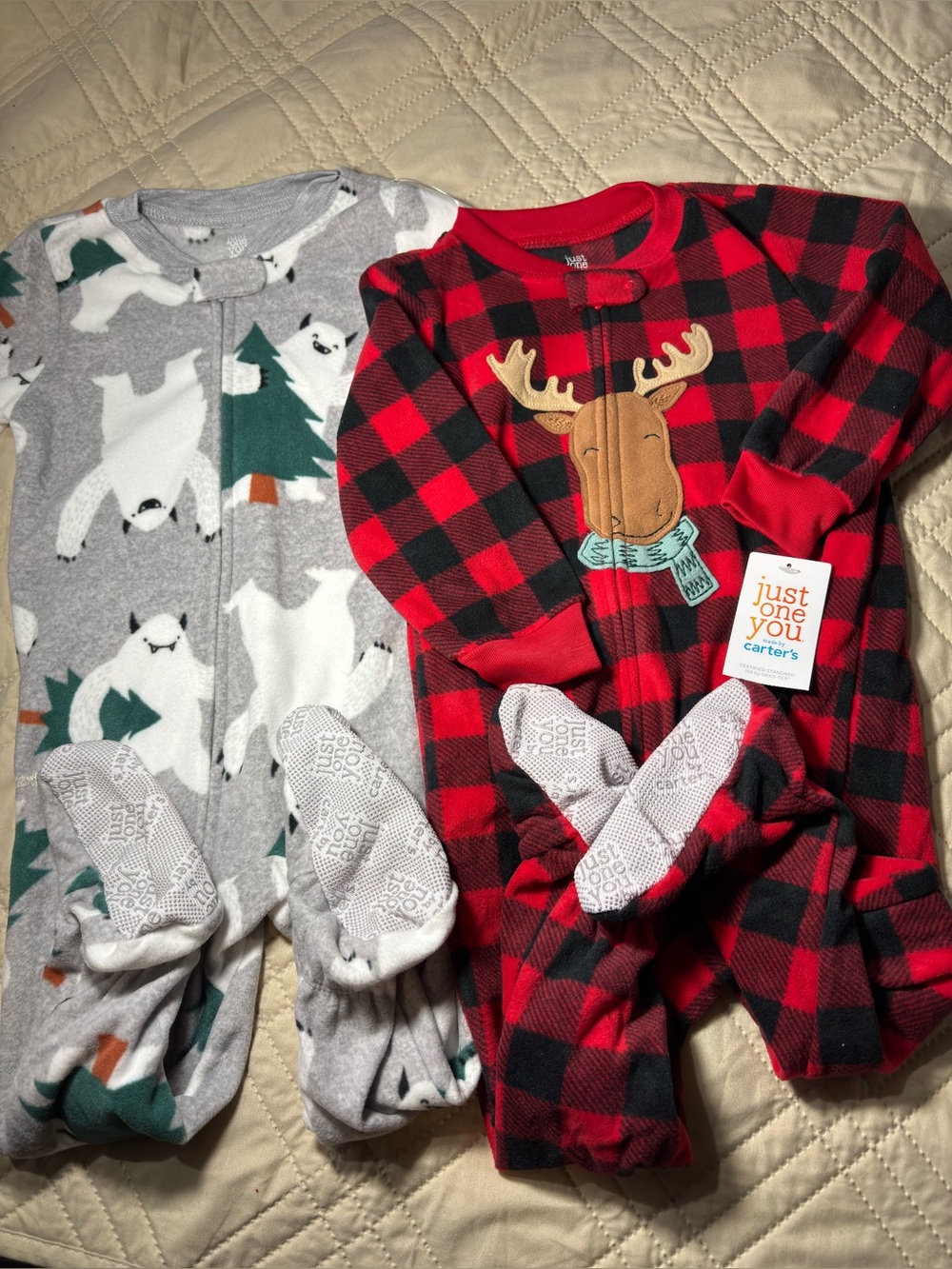 Just One You Carter's 18M Plaid Moose and Abominable Snowman Fleece set